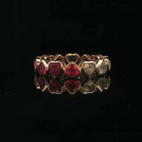 14k Yellow Gold and Multi Gemstone Heart Band Ring Size 4