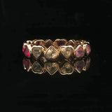 14k Yellow Gold and Multi Gemstone Heart Band Ring Size 4