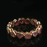 14k Yellow Gold and Multi Gemstone Heart Band Ring Size 4