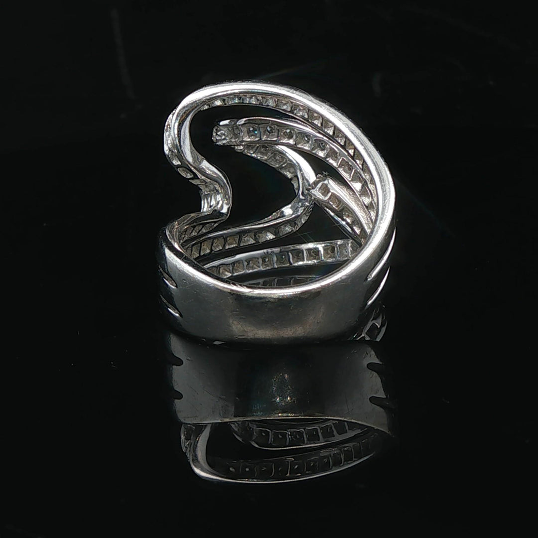 14k White Gold and 1cttw Diamond Large Fancy Swirl Ring Size 6.5