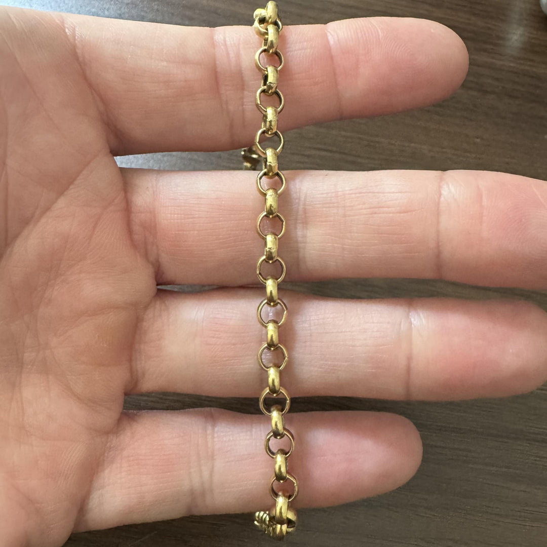 18k Yellow Gold 8.1g Vintage 5.5mm Rolo Link Bracelet Italy 8"