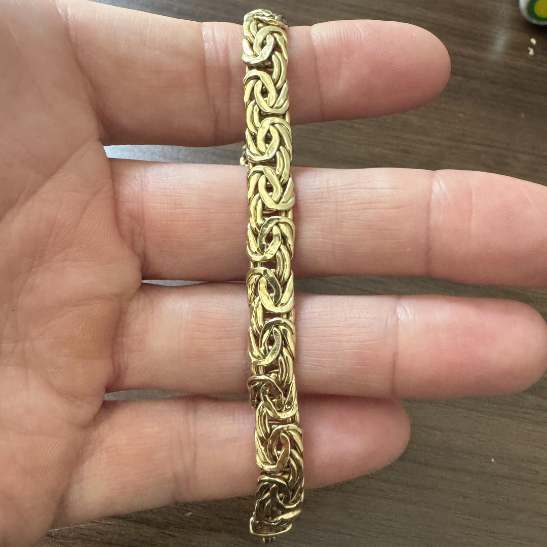 18k Yellow Gold 15.6g Ladies 8mm Byzantine Link Bracelet Turkey 7.5"