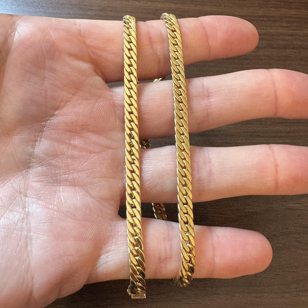 14k Yellow Gold 16.2g Hollow Flattened Curb Link Chain Necklace Italy 18"