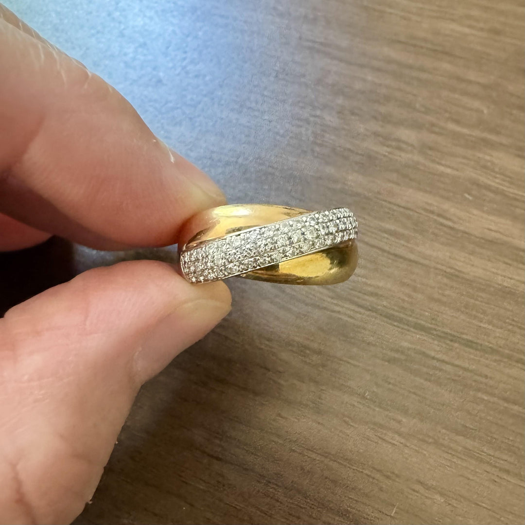 18k Yellow Gold and 0.50cttw Diamond Solid Crossover Band Ring Size 8