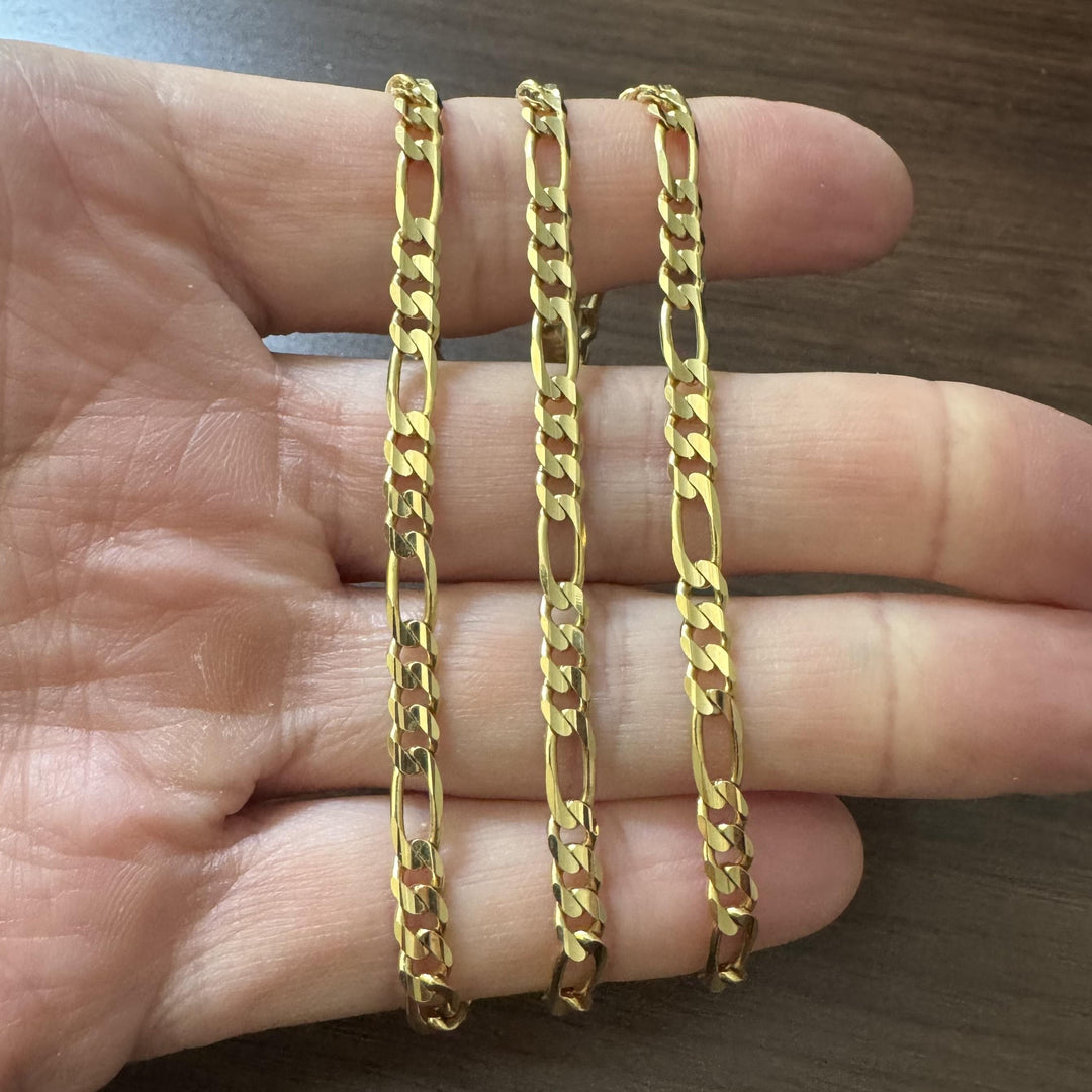 14k Yellow Gold 21.6g Solid 4.5mm Figaro Link Chain Necklace Italy 24"