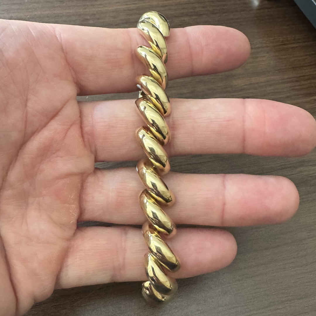 14k Yellow Gold 24.2g Thick Polished 12mm San Marco Link Bracelet 7.75"