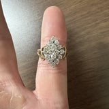 14k Yellow Gold and 1cttw Diamond Vintage Cluster Ring Size 4.75