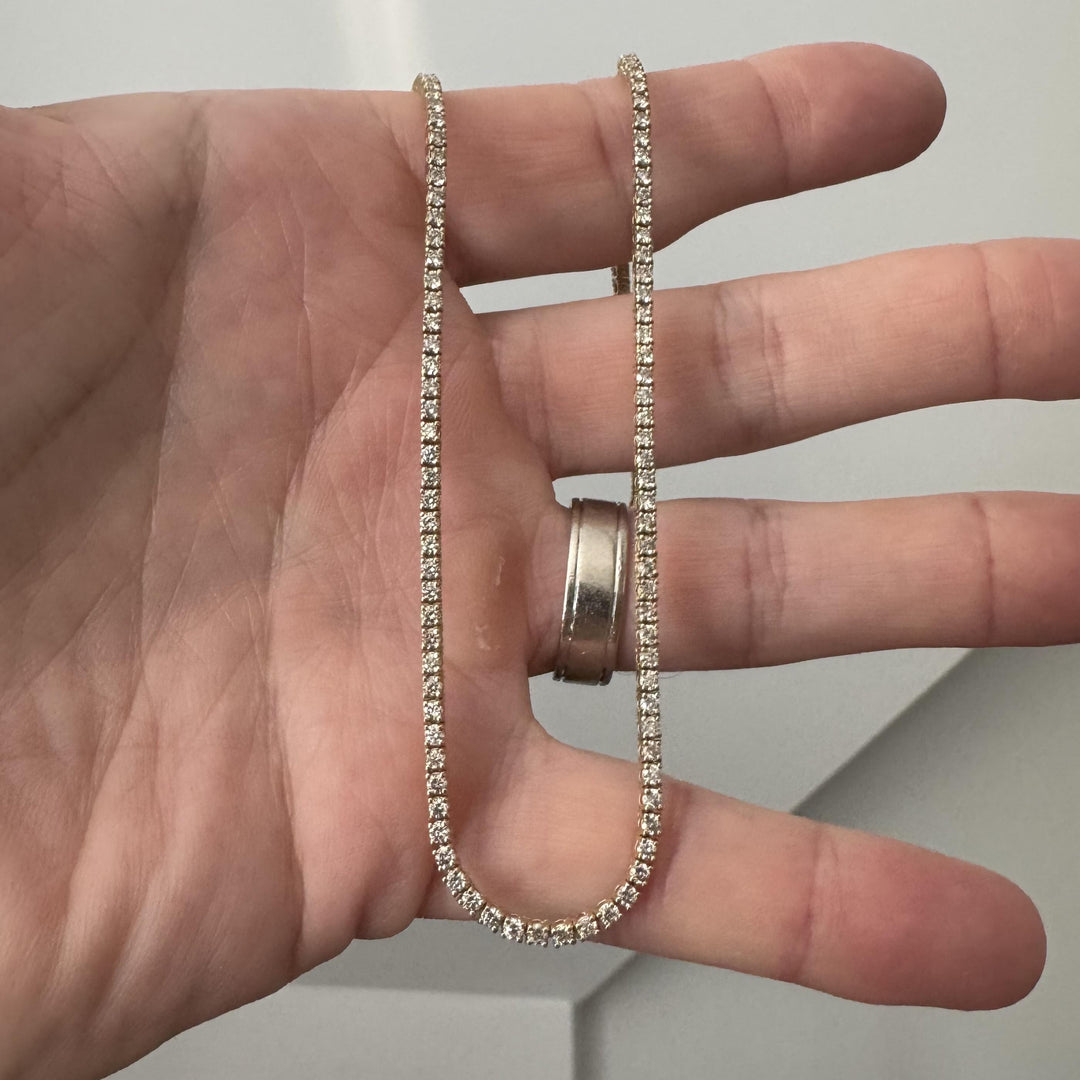 14k Yellow Gold 5cttw Natural Diamond Tennis Necklace 15"