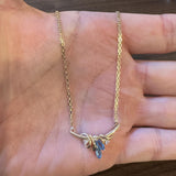 14k Yellow Gold Topaz and Diamond Ladies Pendant Necklace 17"