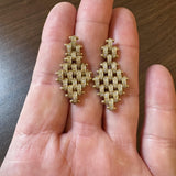 14k Yellow Gold and 1.7cttw Diamond Dangle Panther Link Earrings Italy 1.5"