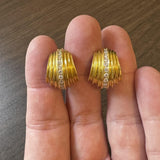 18k Yellow Gold and 0.90cttw Diamond 16.5g Vintage Huggie Earrings