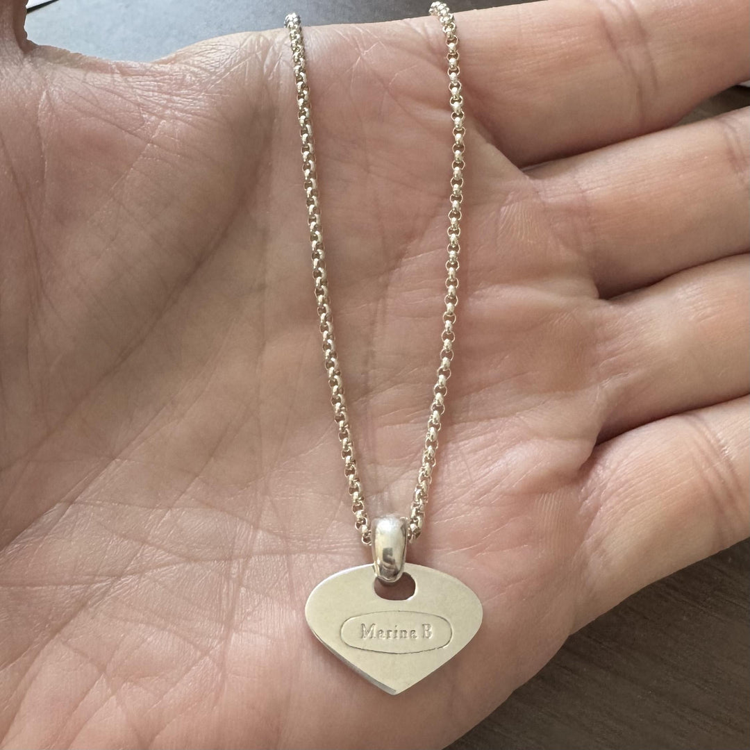 Marina B Sterling Silver 925 Ladies Heart Pendant and Box Link Necklace 16"