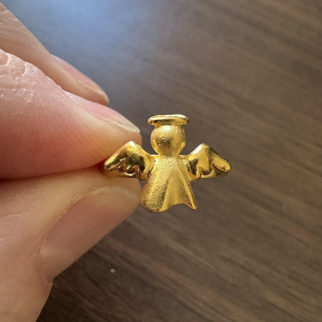 24k Pure Yellow Gold 4.7g Solid Angel Ring Size 4