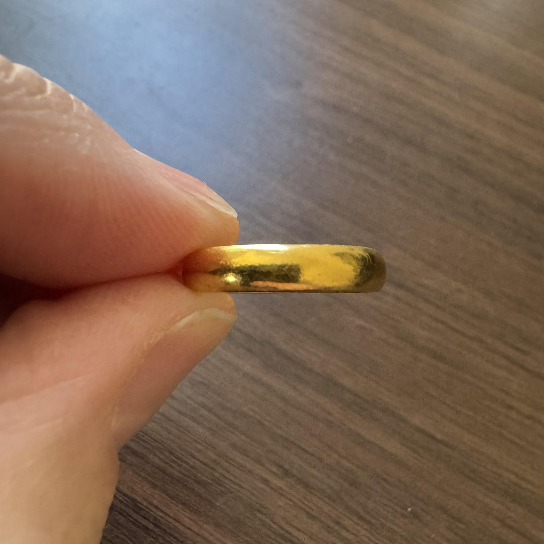 24k Pure Yellow Gold 3.8g Solid 3.8mm Ladies Band Ring Size 5.5