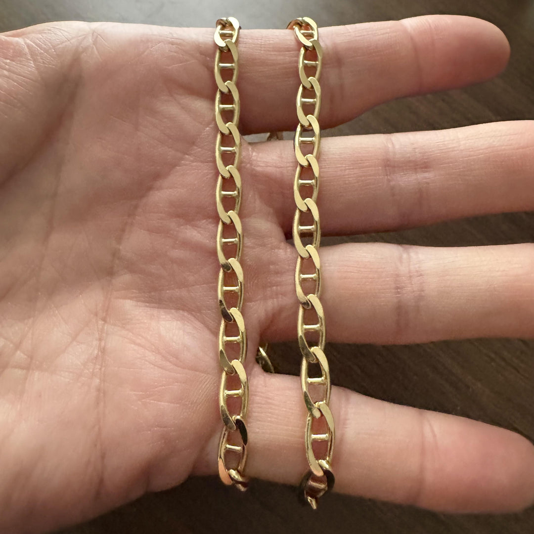 18k Yellow Gold 36.2g Solid Vintage Mariner Link Chain Necklace Italy 19.5"