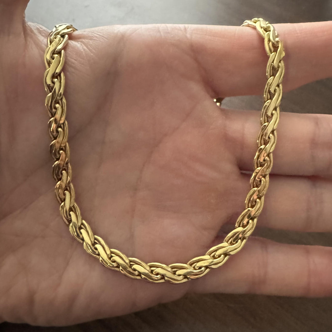 18k Yellow Gold 18.6g Ladies Polished 6mm Fancy Link Necklace Italy 16"