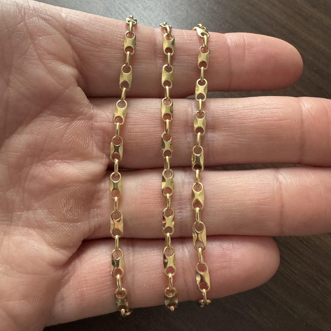 18k Yellow Gold 17.8g Solid 3mm Fancy Cable Link Chain Necklace Italy 23"