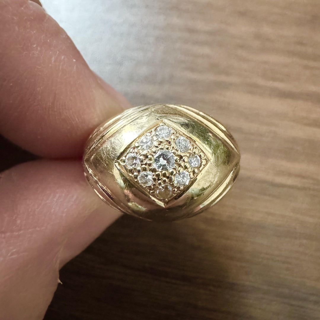 14k Yellow Gold and Diamond 7.3g Ladies Fancy Ring Size 5