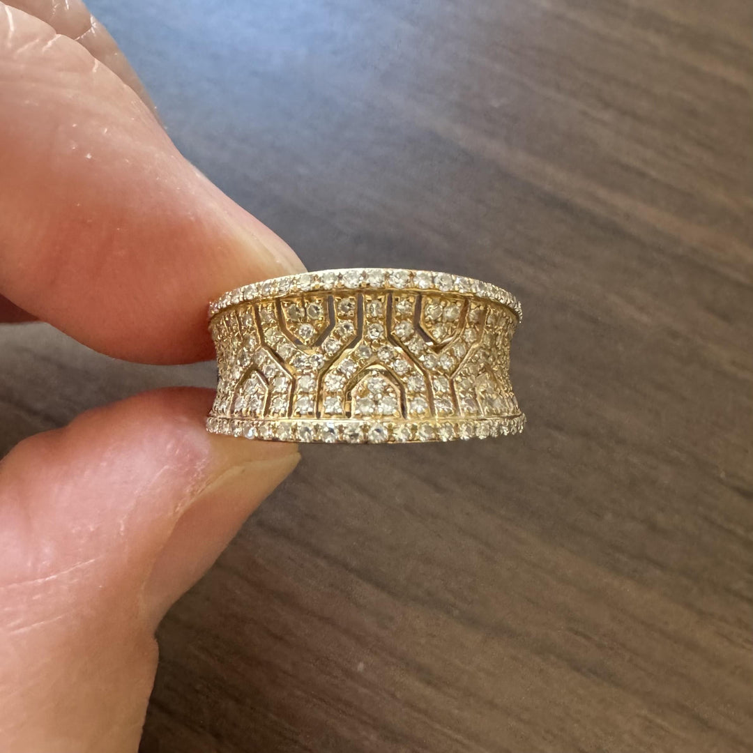 Effy 14k Yellow Gold and 1cttw Diamond Fancy Band Ring Size 7