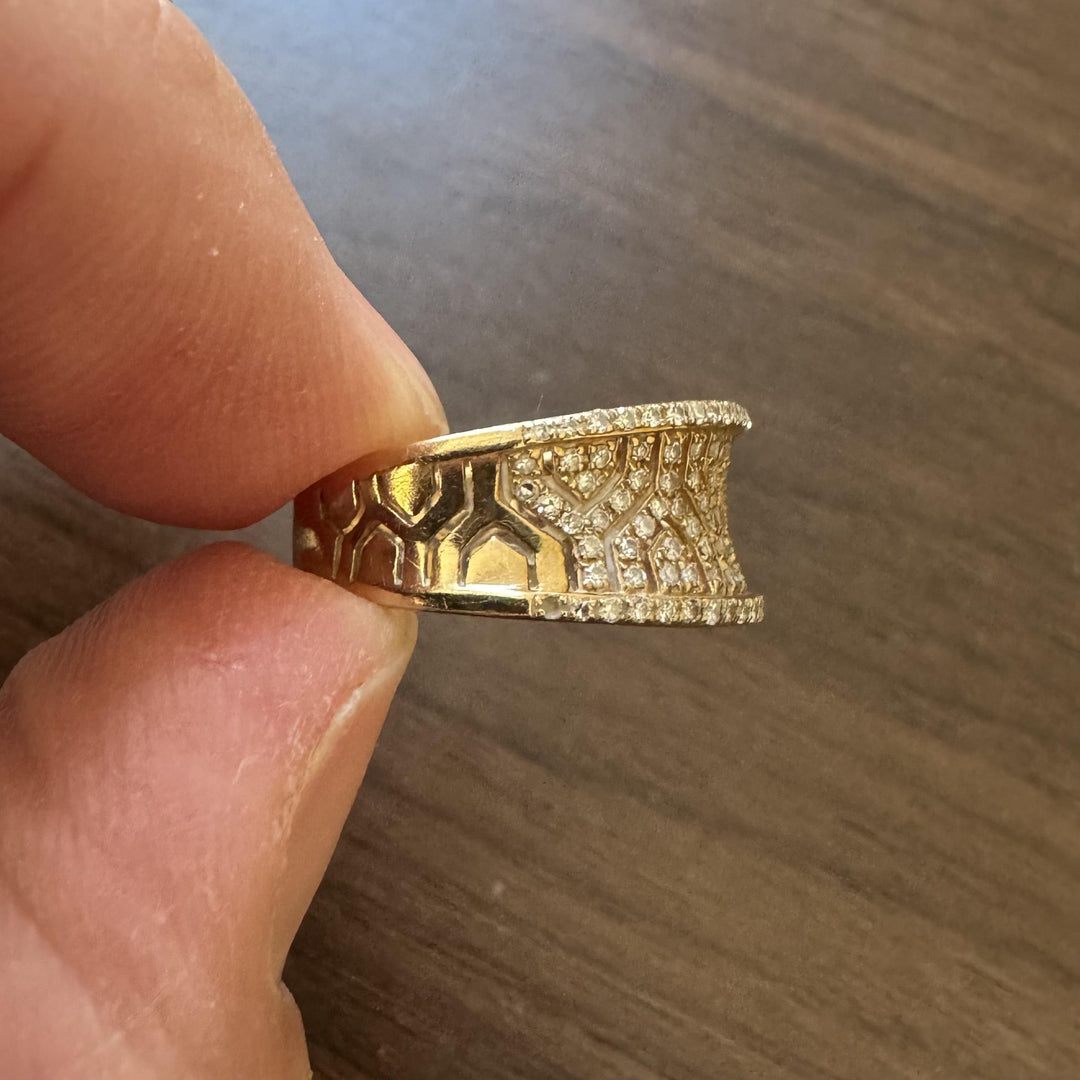 Effy 14k Yellow Gold and 1cttw Diamond Fancy Band Ring Size 7