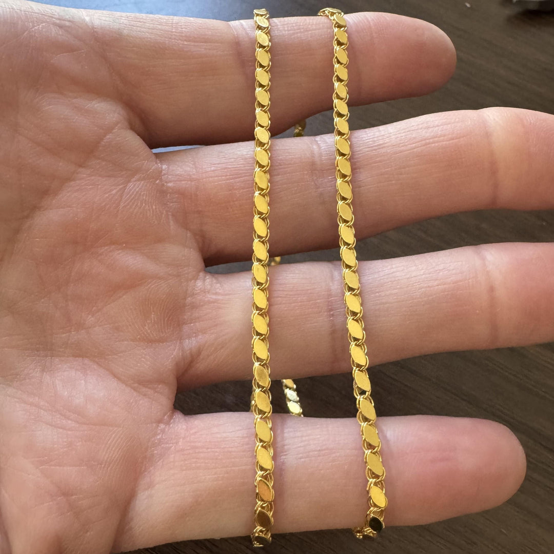 21k Yellow Gold 13.9g Fancy Closed Curb Link Chain Necklace 22"