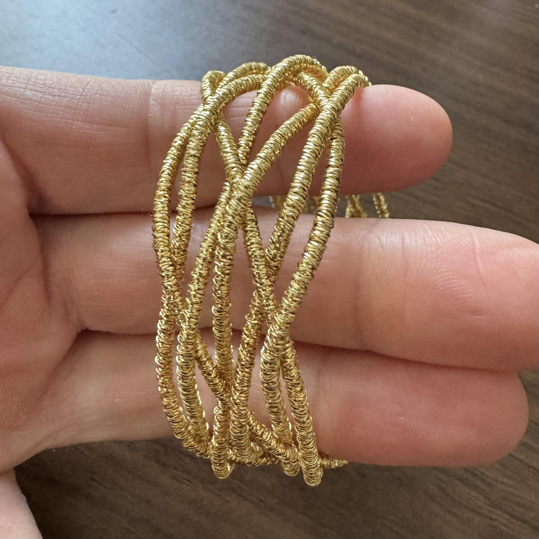 18k Yellow Gold 52.9g Solid Heavy 25mm Braided Fancy Bracelet Italy 7.75"
