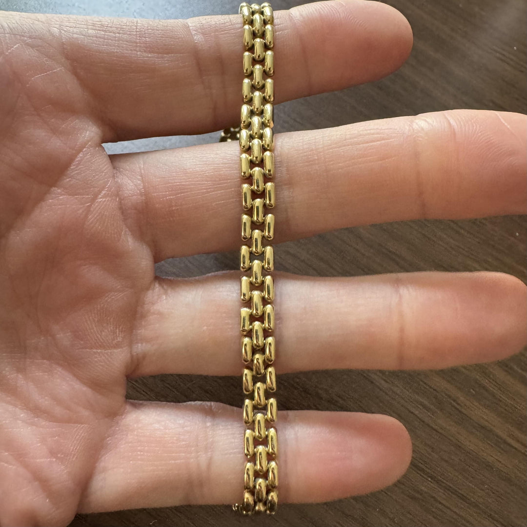 18k Yellow Gold 16.5g Ladies Polished 6.5mm Panther Link Bracelet Italy 7.5"