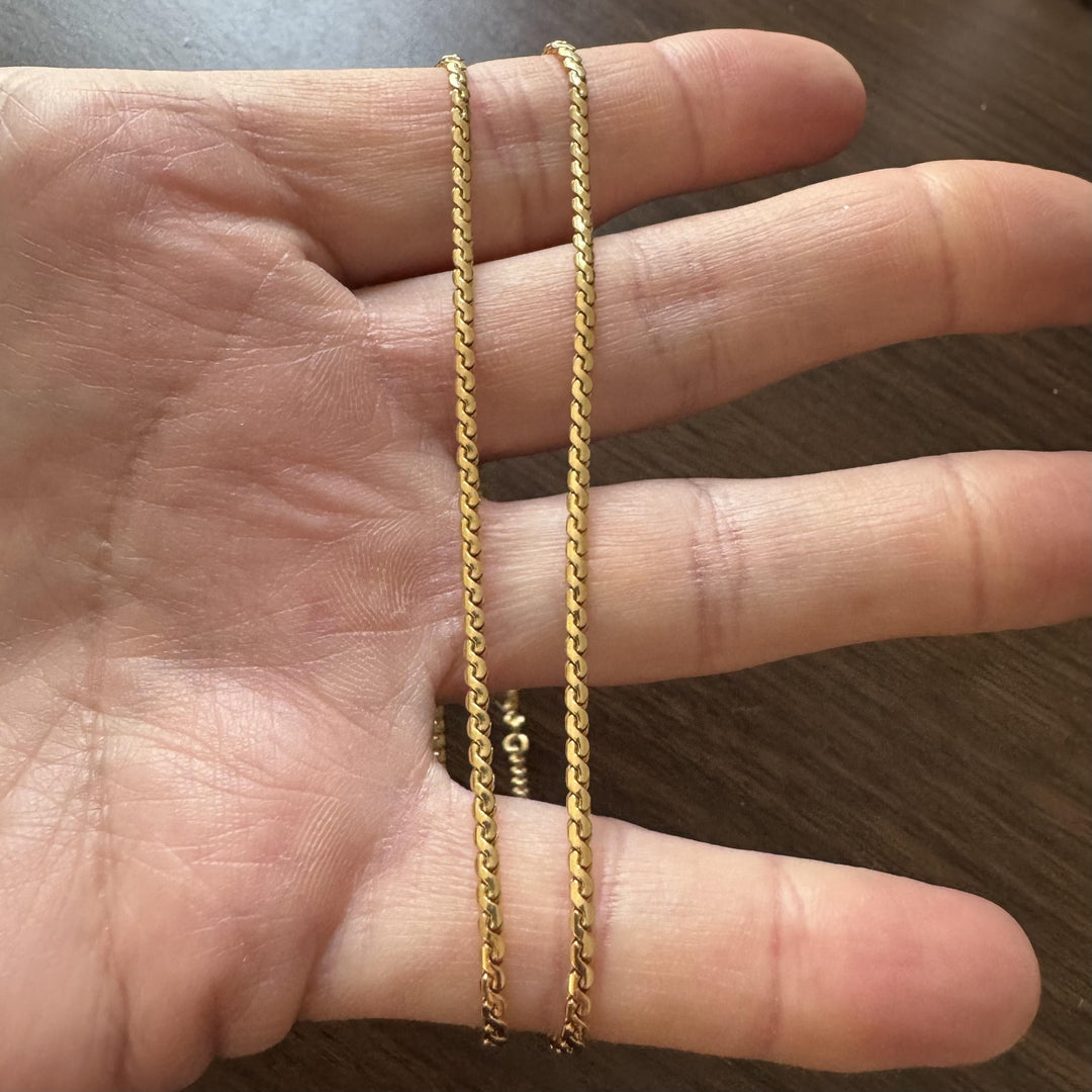 18k Yellow Gold 15.6g Solid UnoAErre 2.2mm Serpentine Link Necklace Italy 24"