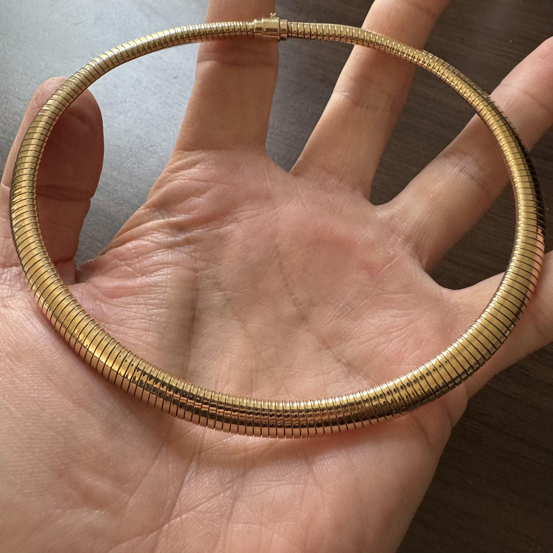 14k Yellow Gold 62.8g Heavy Vintage 9mm Tubogas Necklace 15"