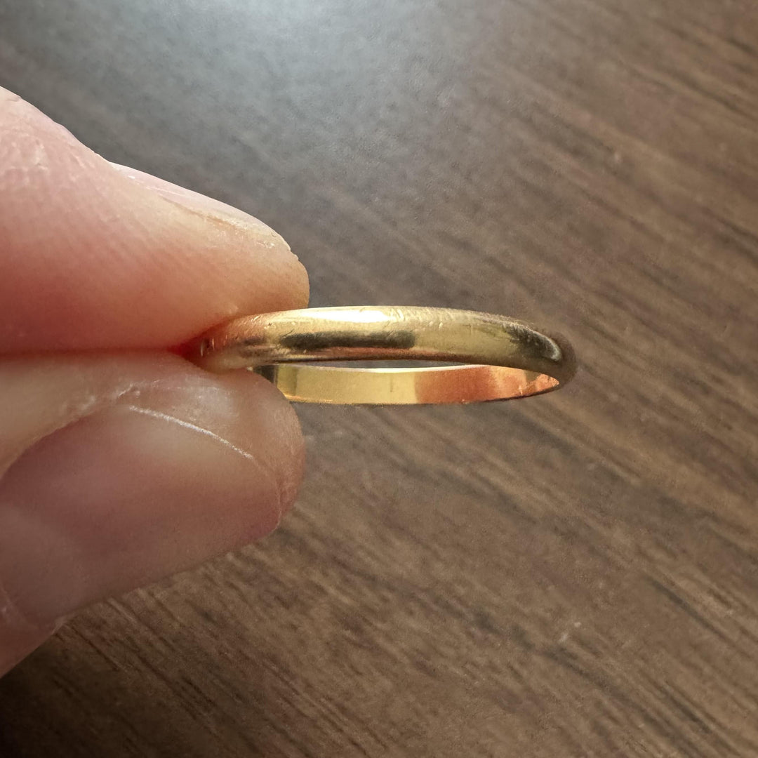 19k Portuguese Yellow Gold 2.8g Thin Men's 2.8mm Band Ring Size 11.5