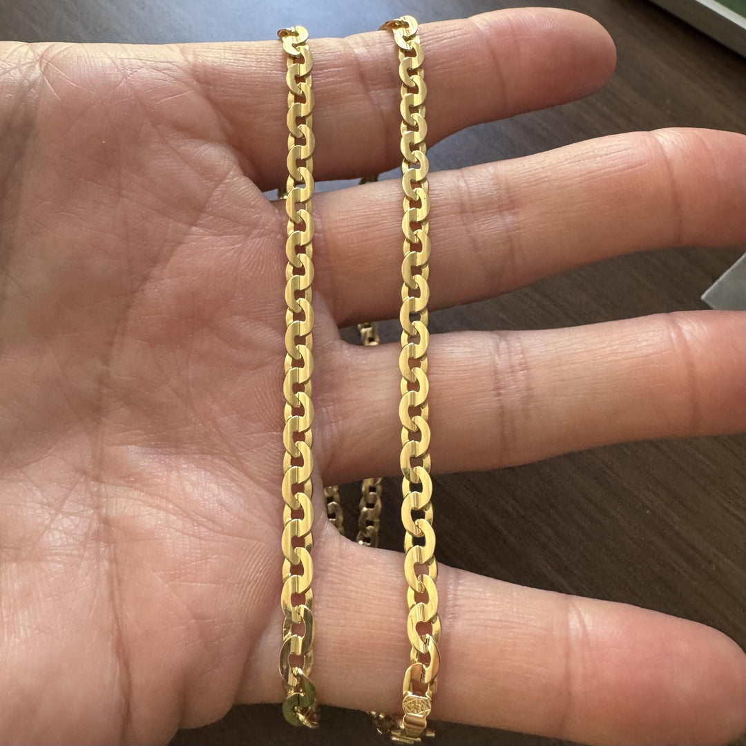 18k Yellow Gold 27g Solid Vintage Circle Curb Link Chain Necklace Italy 23"