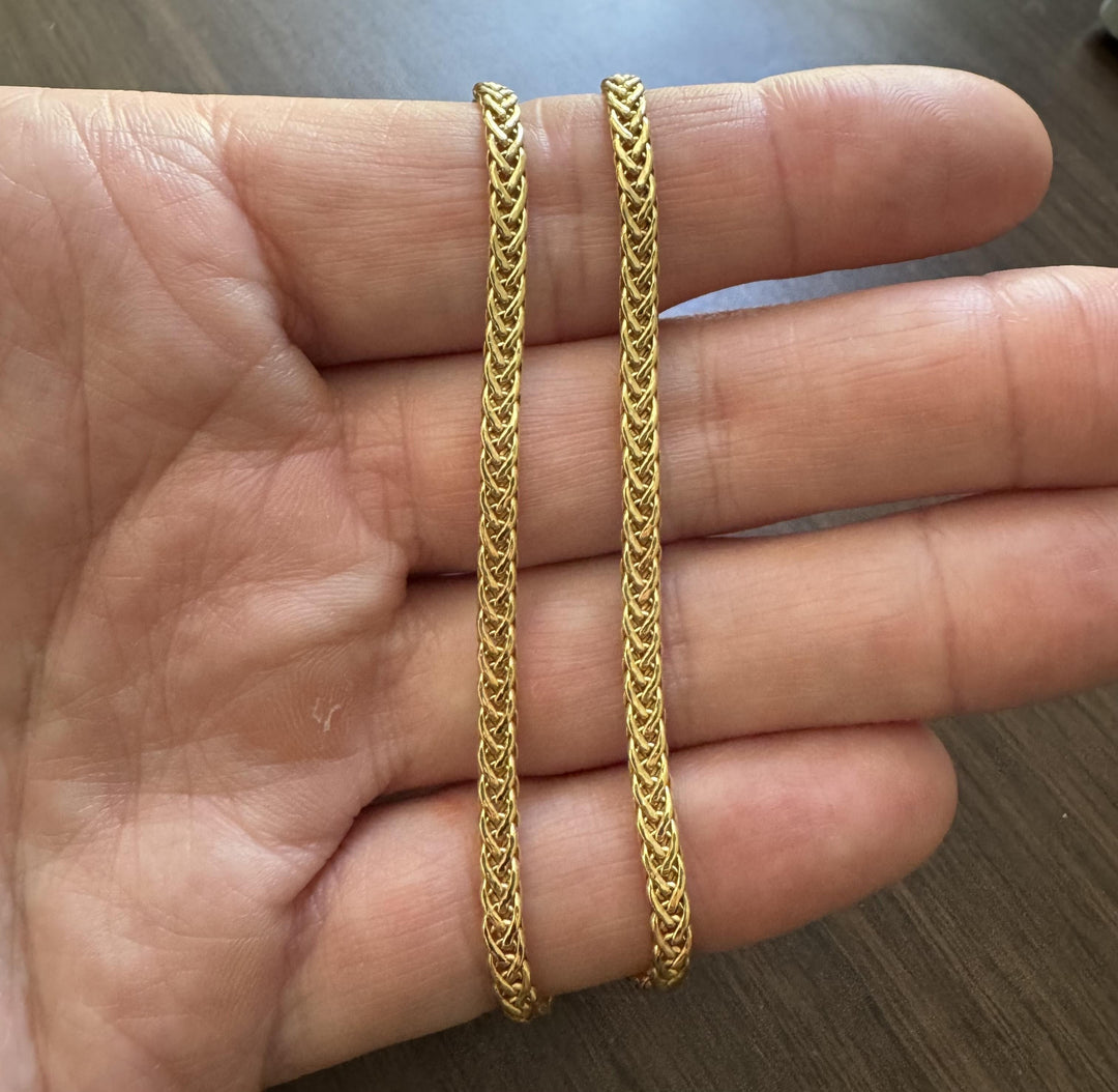 18k Yellow Gold 6.3g Ladies Flat Wheat Link Chain Necklace Italy 17"