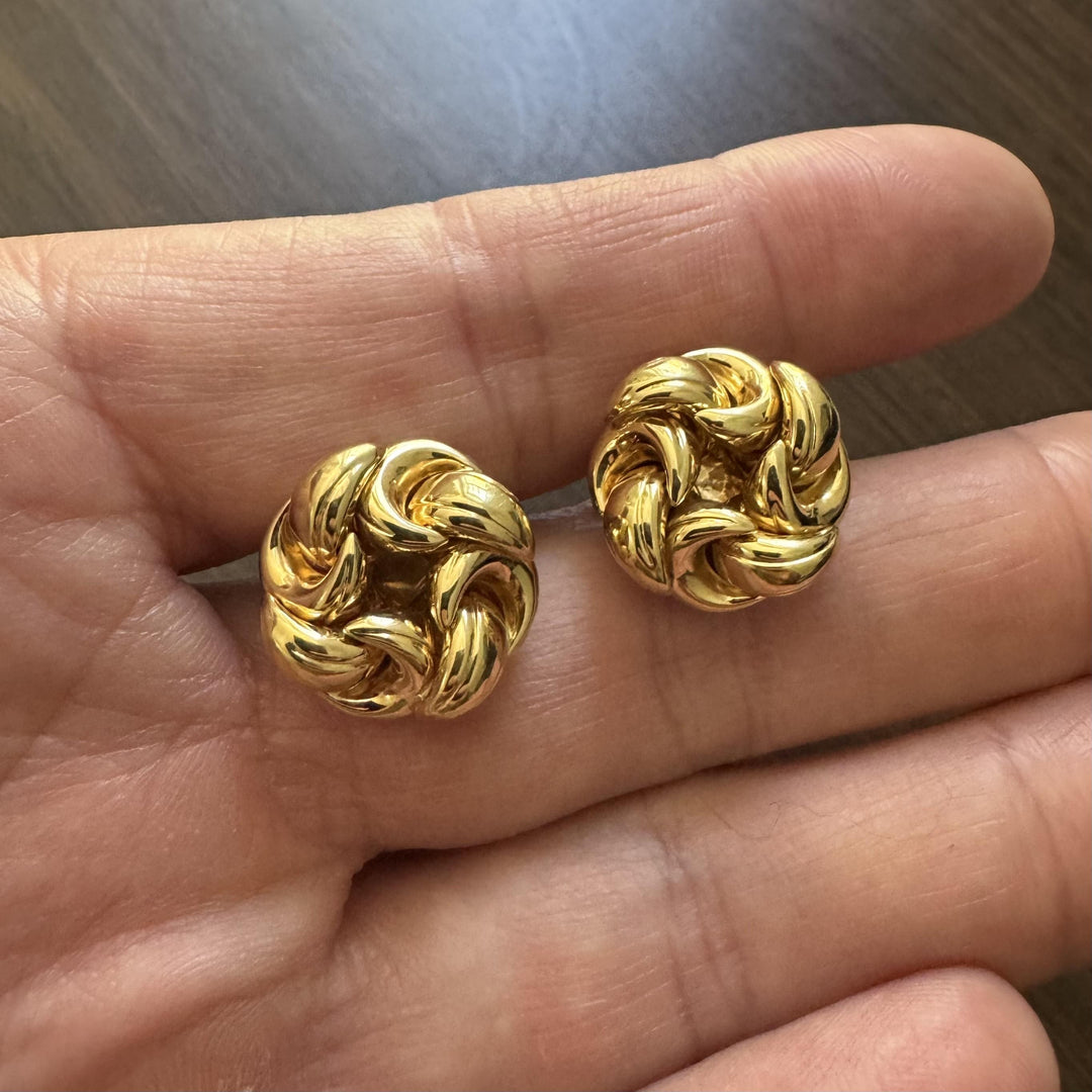 18k Yellow Gold 11.7g Solid Polished Knot Stud Earrings Italy