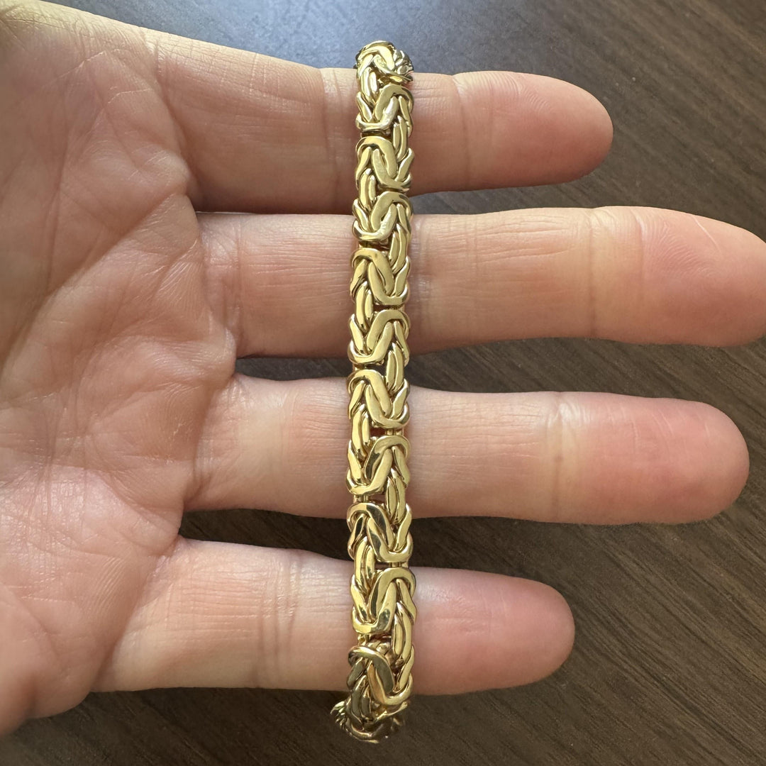 14k Yellow Gold 15.2g Thick Ladies 8mm Byzantine Link Bracelet 7.25"
