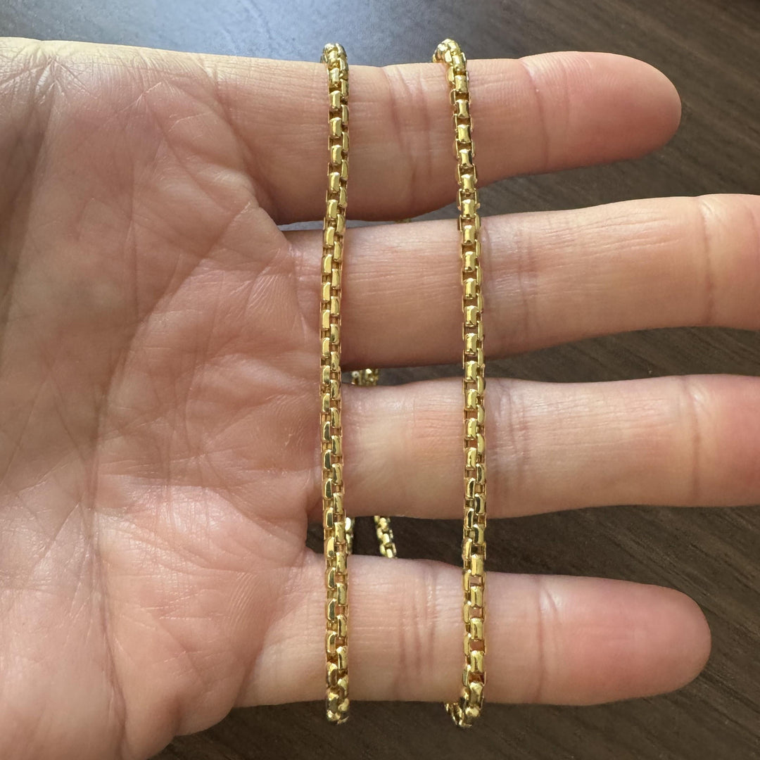 14k Yellow Gold 13.6g Semi Solid 3.5mm Box Link Chain Necklace Turkey 22"