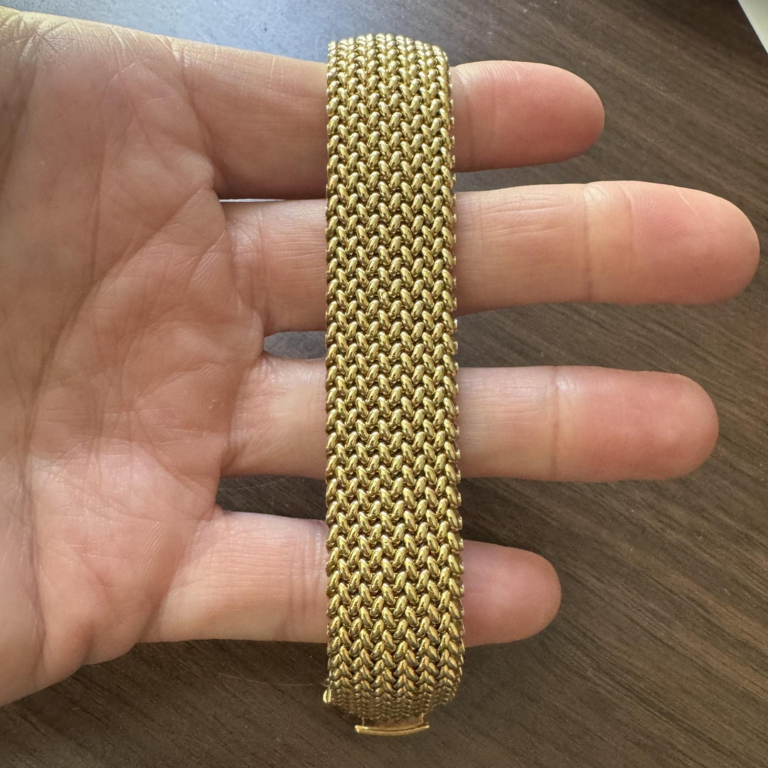 14k Yellow Gold 39.8g Thick Wide 20mm Mesh Link Bracelet Italy 7.5"