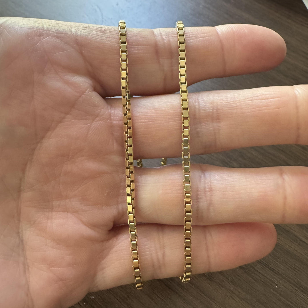 14k Yellow Gold 19.7g Solid Vintage 2.5mm Box Link Chain Necklace 20"