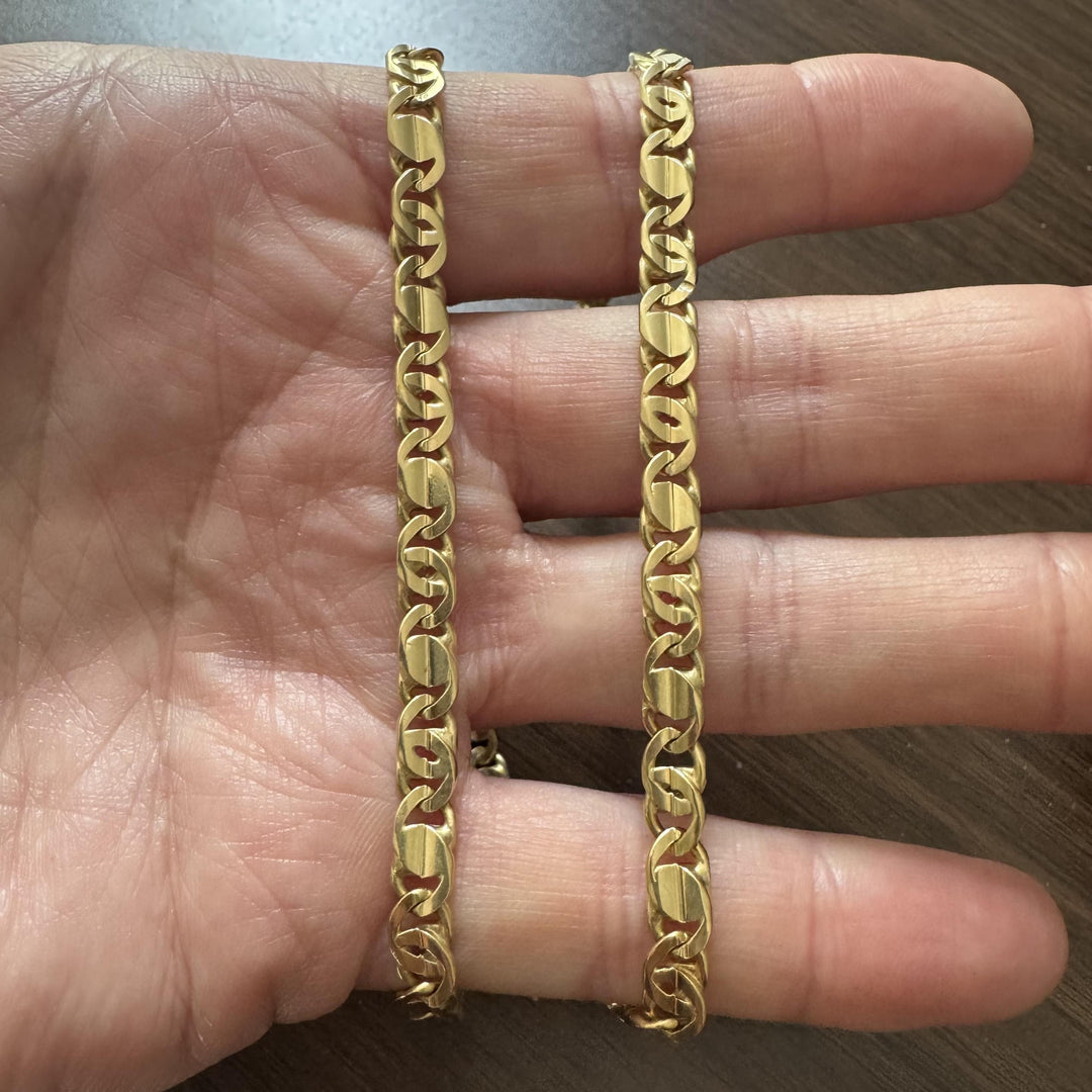 18k Yellow Gold 56g Solid Vintage 5.5mm Fancy Curb Link Chain Necklace Italy 24"