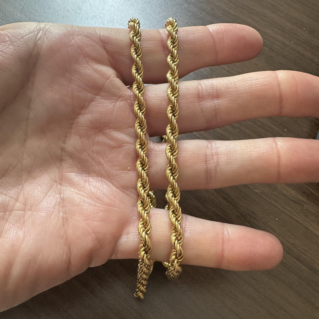 18k Yellow Gold 23.3g Hollow Vintage 5mm Bar Link Chain Necklace Italy 23"