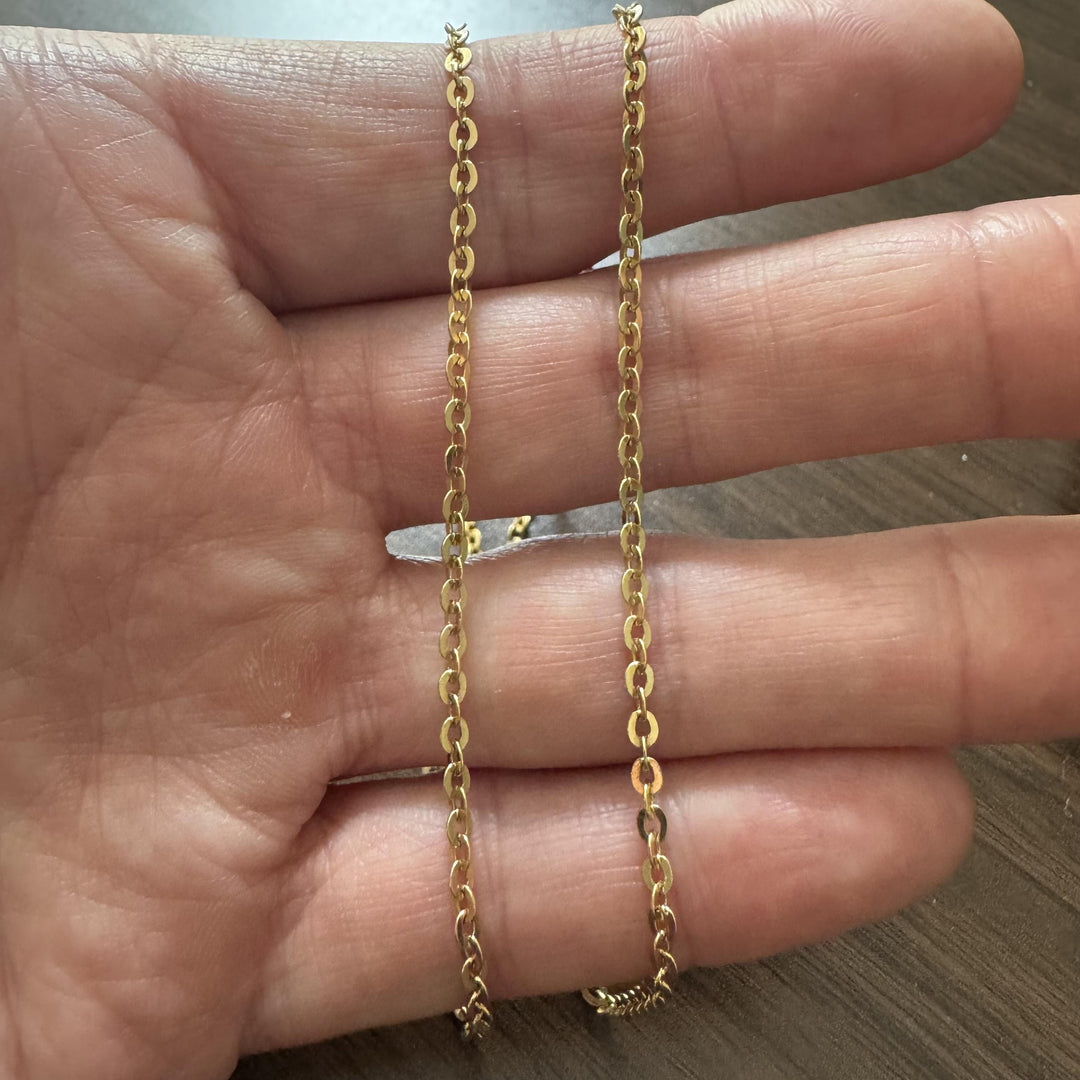 18k Yellow Gold 6.9g Solid Thin 3mm Flat Circle Link Chain Necklace Italy 20"