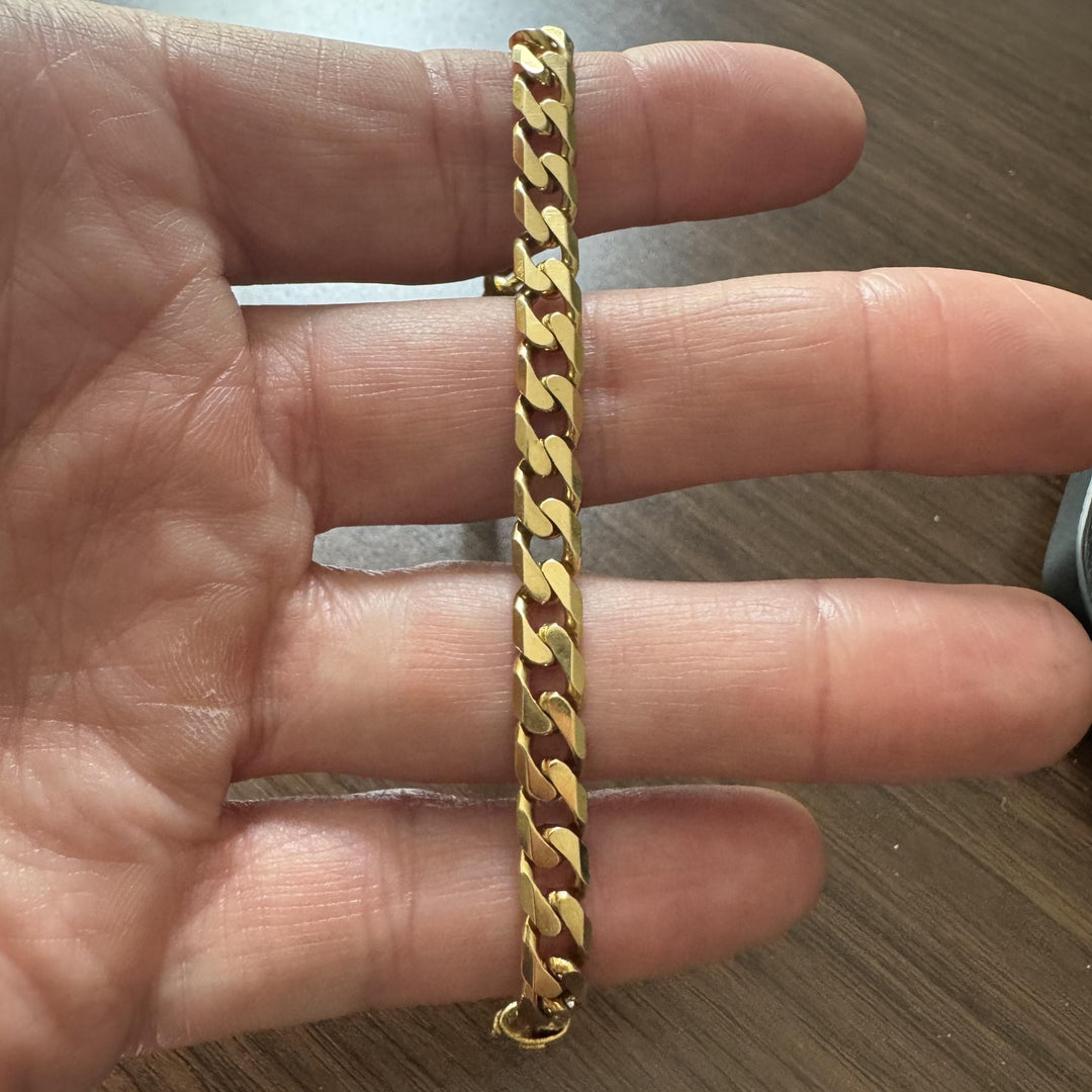 18k Yellow Gold 24.5g Solid Vintage UnoAErre Men's Curb Link Bracelet Italy 8.5"