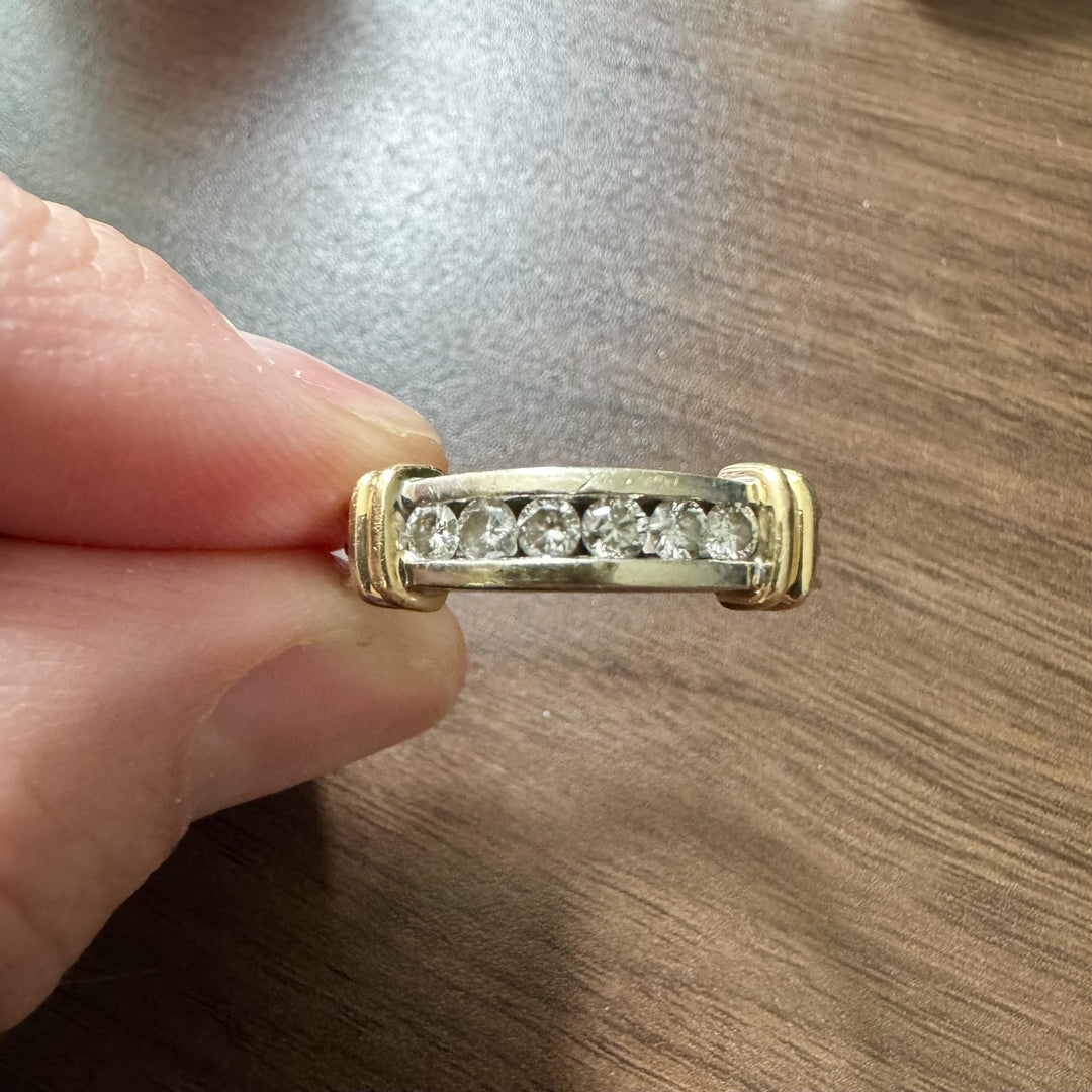 14k White and Yellow Gold 0.50cttw Diamond Men's Band Ring Size 11.5