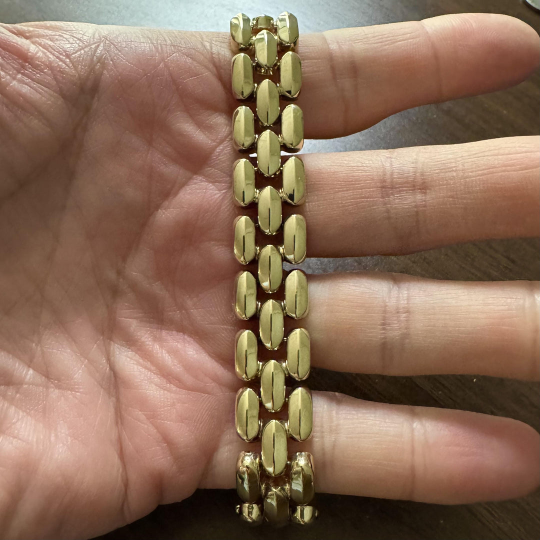 14k Yellow Gold 27.5g Ladies Thick 15mm Panther Link Bracelet 6.75"