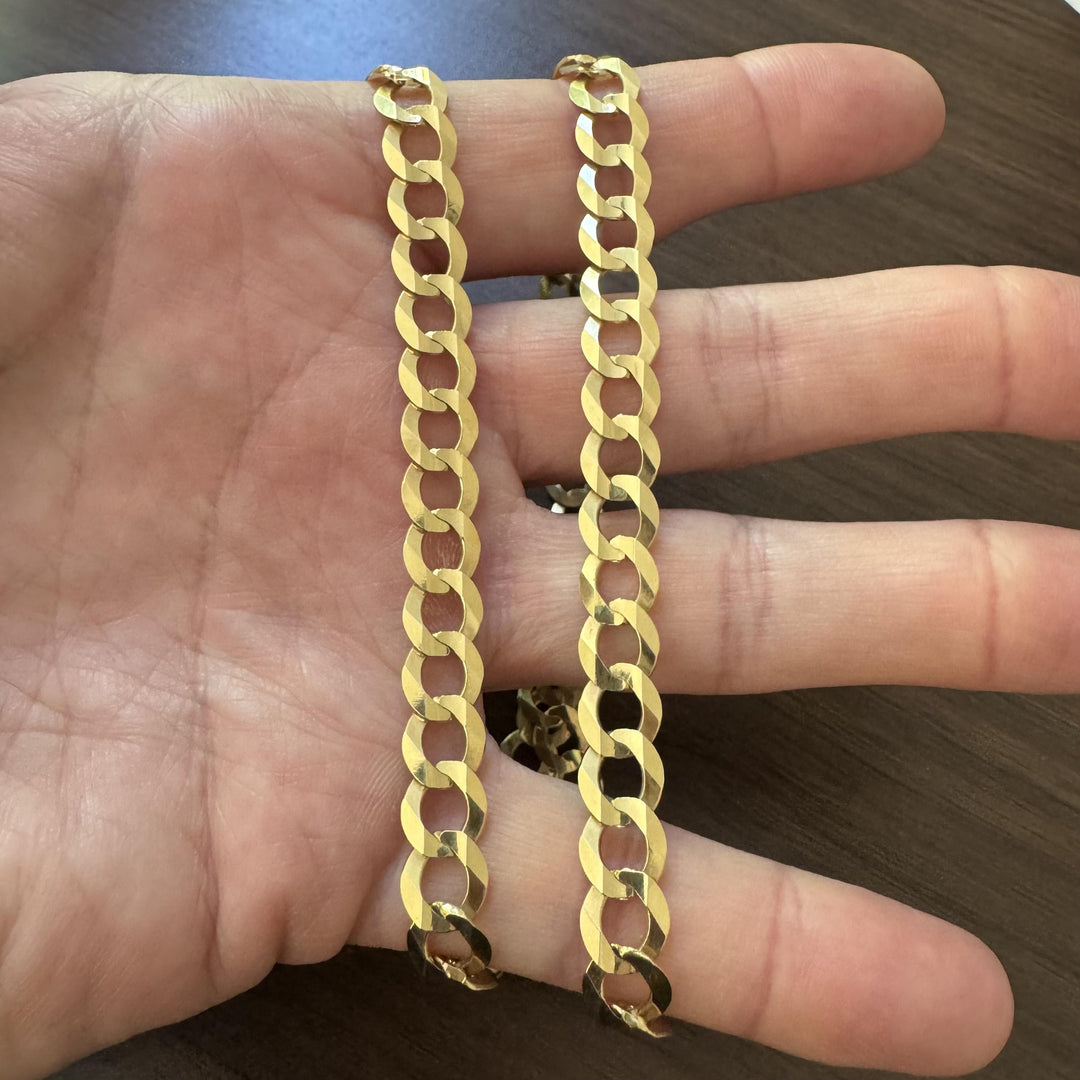 10k Yellow Gold 30.8g Solid Flat 8.5mm Curb Link Chain Necklace 22"