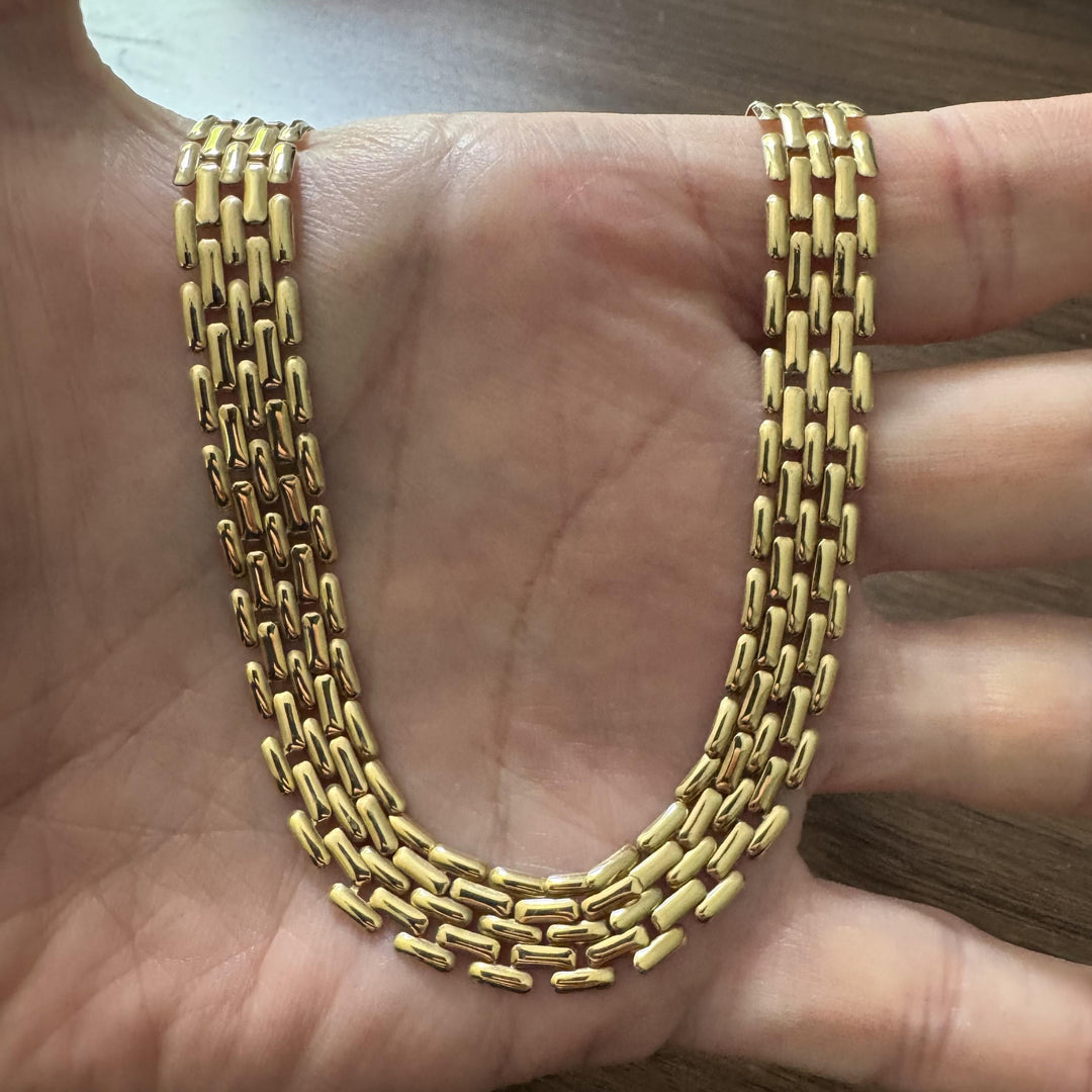 14k Yellow Gold 19.3g Ladies Polished 10mm Panther Link Necklace Italy 17"