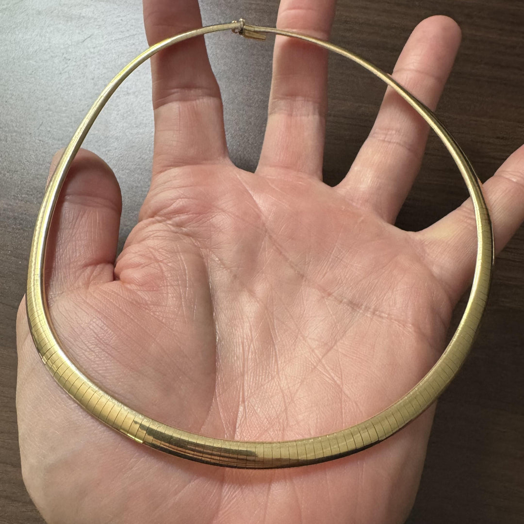 14k Yellow Gold 39.3g Solid Heavy 6mm Omega Link Necklace Italy 16"
