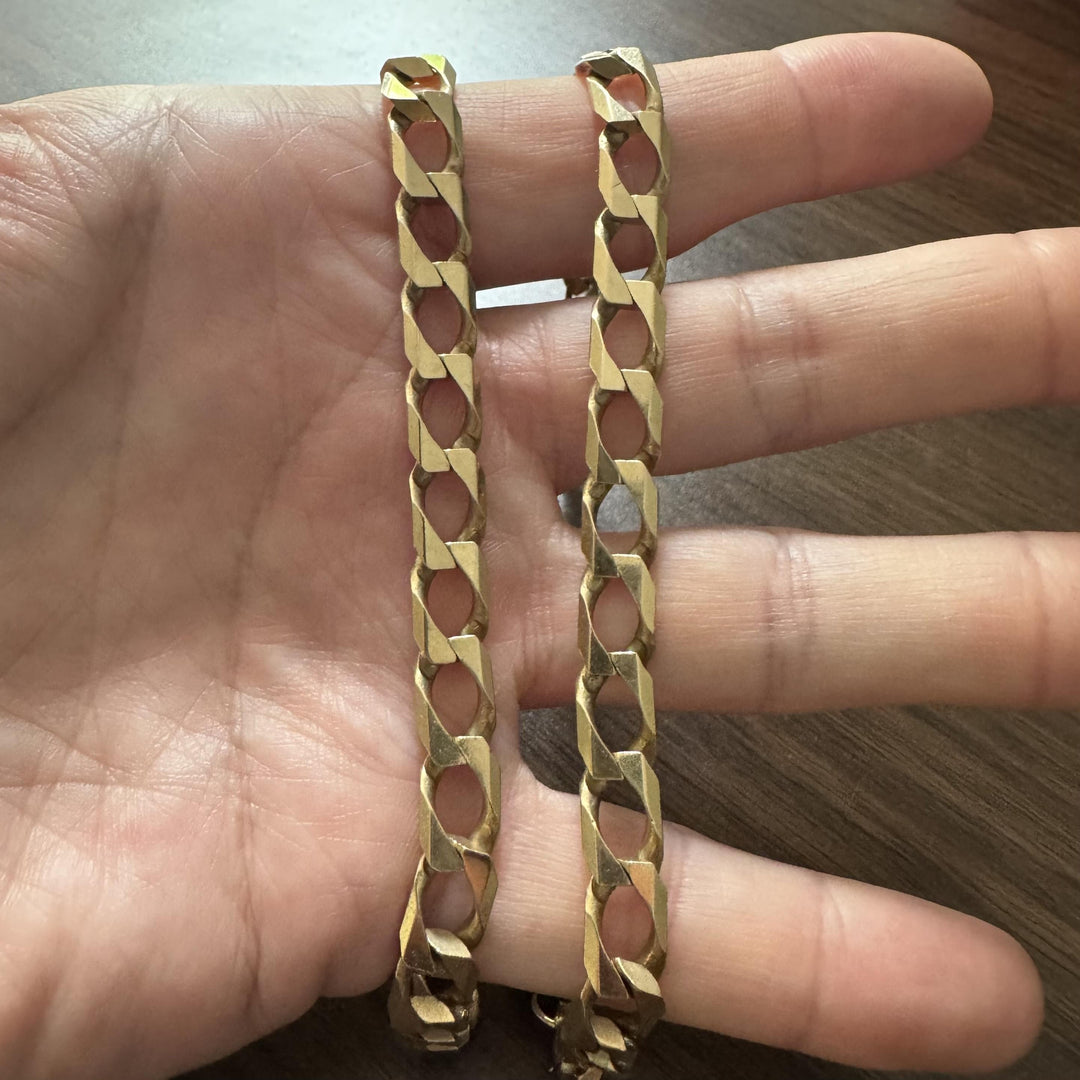 14k Yellow Gold 57.7g Solid Vintage 8mm Squared Curb Link Chain Necklace 23.5"