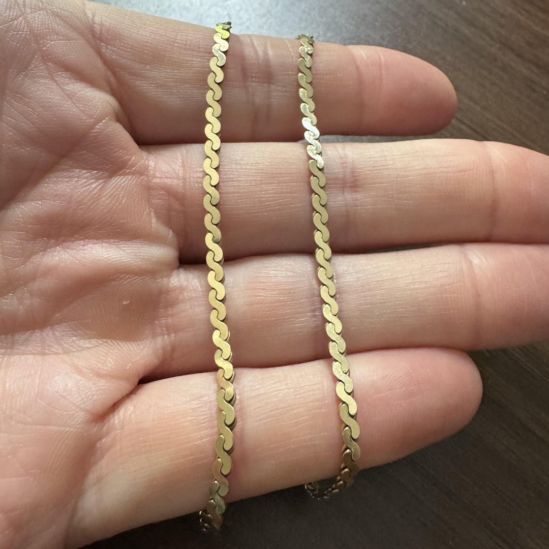 14k Yellow Gold 9.7g Solid Thin 2.5mm Serpentine Link Chain Necklace Italy 18"