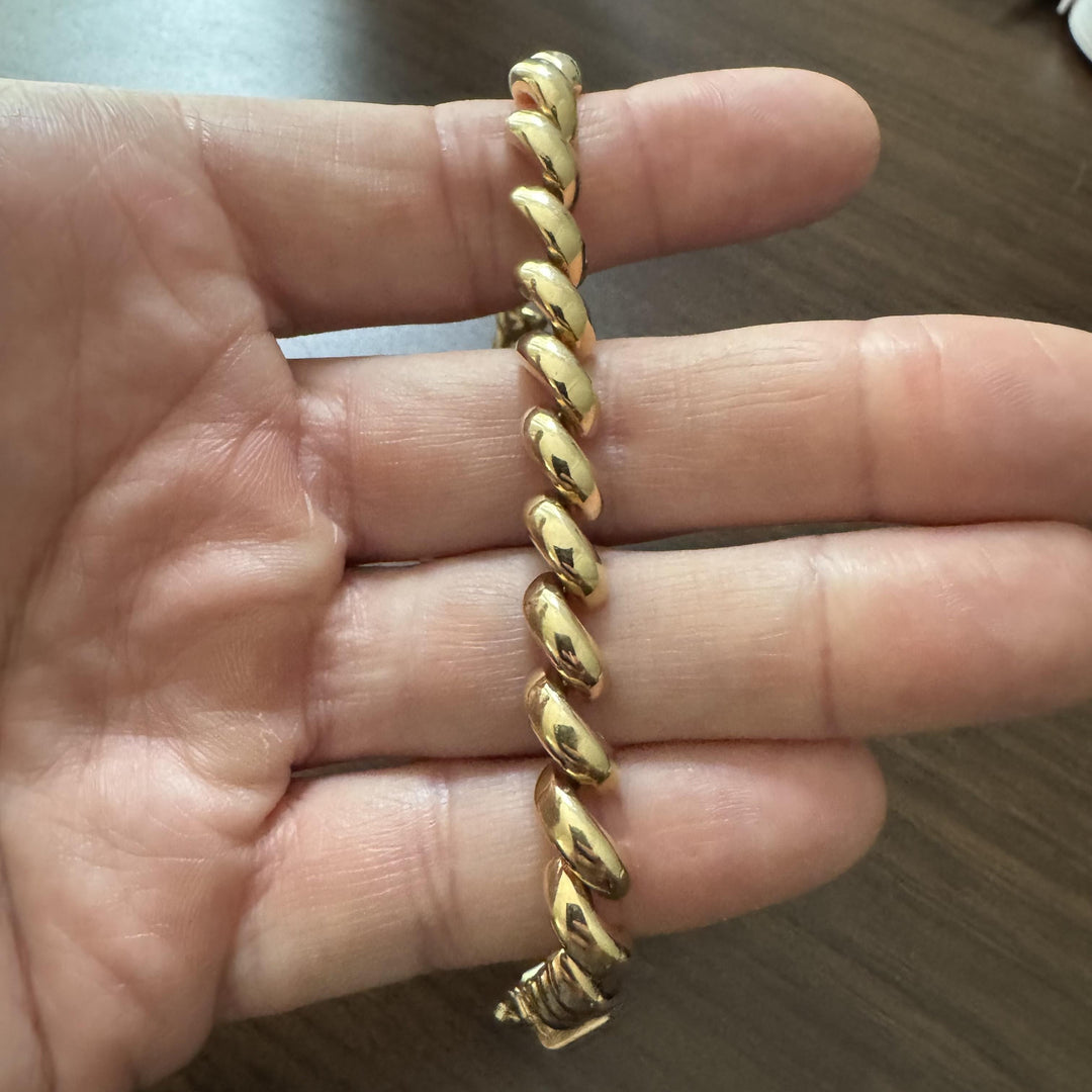 14k Yellow Gold 15.8g Ladies Polished 8mm San Marco Link Bracelet Italy 8"