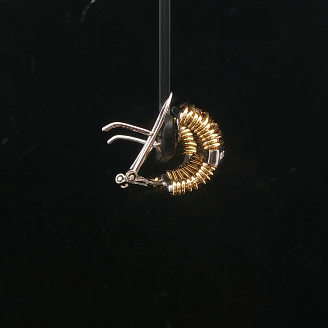 18k Yellow and White Gold 17.8g Heavy Diamond Huggie Earrings